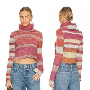 NWT New $108 Free People My Girl Turtleneck Sunburst Combo Top Sweater Size XS